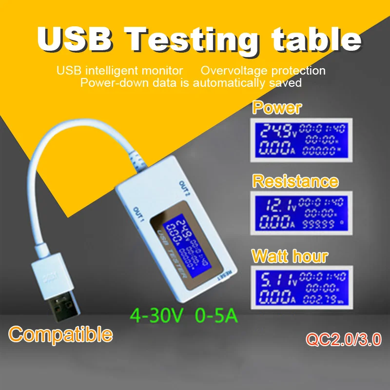 10 в 1 ЖК тестер USB 4 30 5A ток детектор напряжения для huawei Oppo мобильный телефон