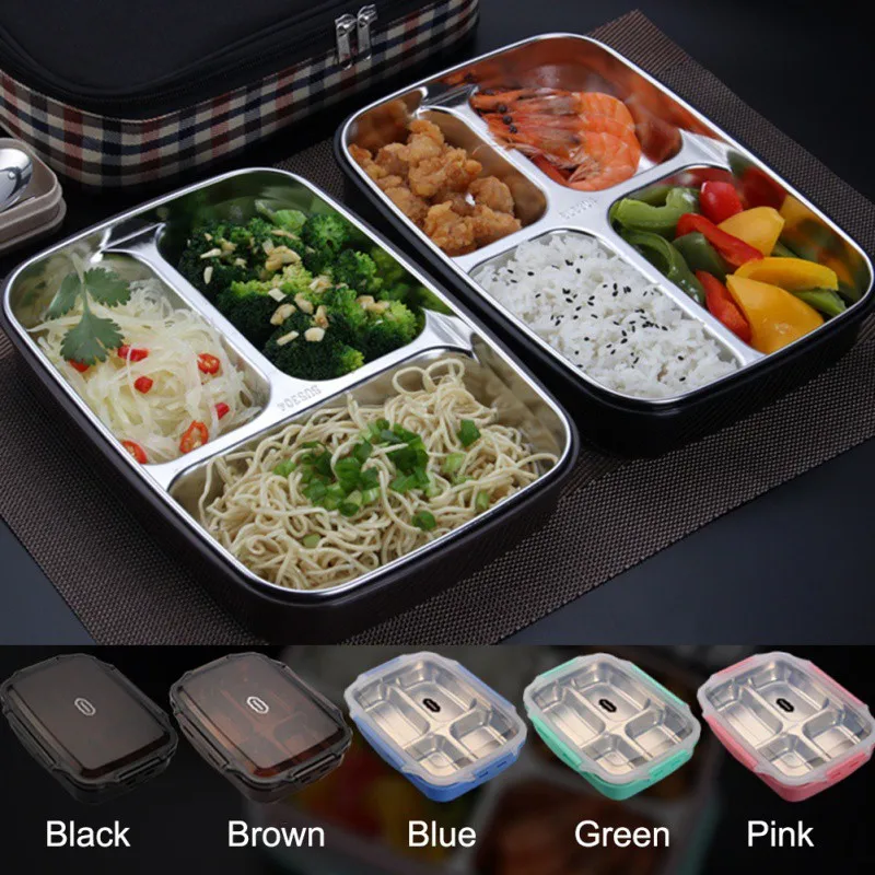 304 Bento Box фаст-фуд герметичная коробка для завтрака с крытой столовой Ланч-бокс для студентов
