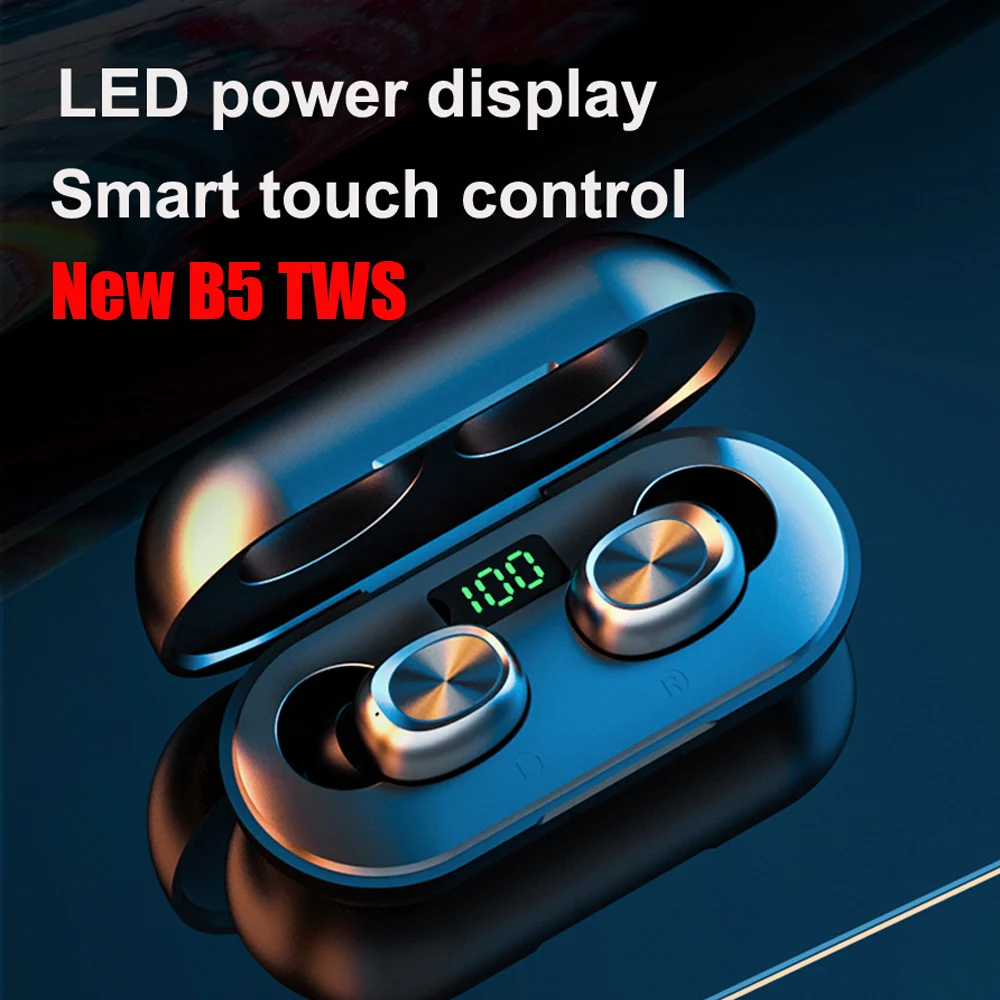 Наушники B5 tws со светодиодным дисплеем Bluetooth 5 0 Беспроводные спортивные