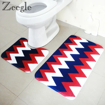 

2pcs Striped Bathroom Carpet Bath Mat Anti-slip Bathroom Rug Toilet Carpet Mat Shower Room Foot Mat Absorbent Bathroom Floor Mat