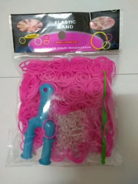 rose red 600pcs Резинка для плетения для девочек, ручная вязка, радужная вязальная машина, Резиночки для ткацких станков - Цвет: rose red 600pcs