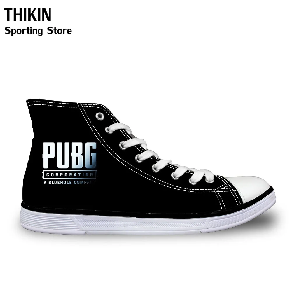 THIKIN 2020 Children Running Shoes for Kids Boys Cool PUBG Game Sports Black Sneakers High Top Canv