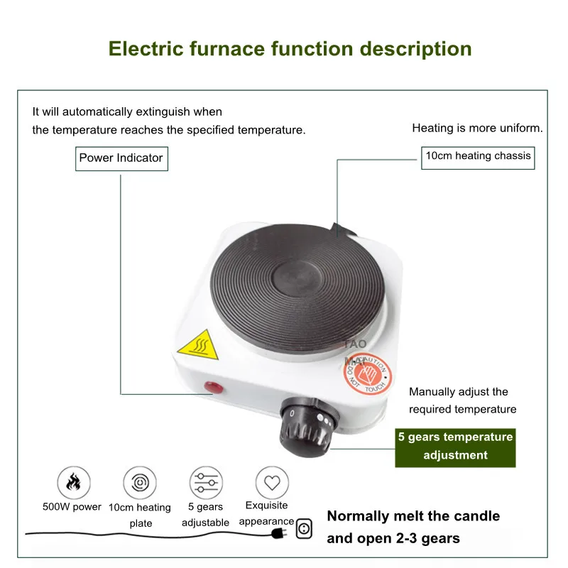 500W Hot Plate For Candle Making Kits For Adults Beginners, Electric Hot  Plate For Candle Wax Melting EU Plug Durable - AliExpress