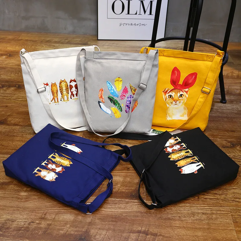 Стиль мультфильм Холщовая Сумка Женская сумка Повседневная хипстер Портативная сумка брезентовый мешок экологически чистый школьный Ba