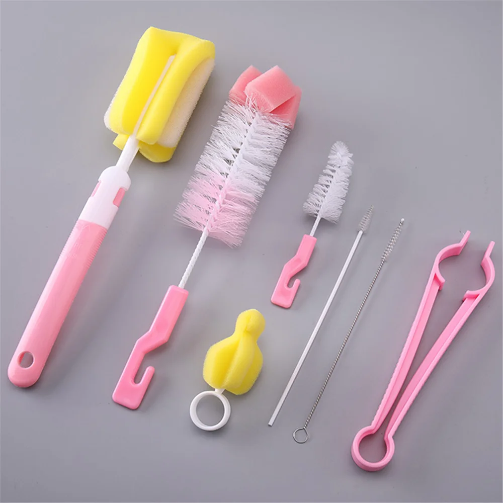 7PcsSetBabyBottleBrushBabyNipple360degreeRotatingHead