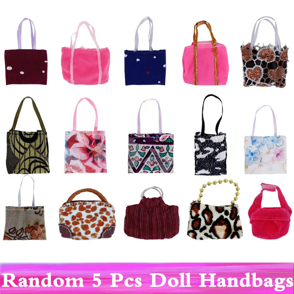 Random 5 bags Случайный 1 Набор Кукла аксессуары для обувь для куклы Барби сапоги мини платье сумки Корона вешалки кукла в очках одежда Детские игрушки 12" - Цвет: Random 5 bags