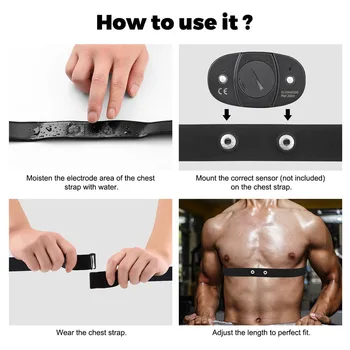 COOSPO Heart Rate Monitor Chest Belt Strap for Wahoo Garmin for 808s H6 Sports Wireless Heart Rate Monitor Sensor 4