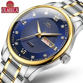 

Fashion Men Watches Top Brand Luxury OLMECA Casual Male Clock Date Week Stainless Steel Band Waterproof Men's Watch Reloj Hombre