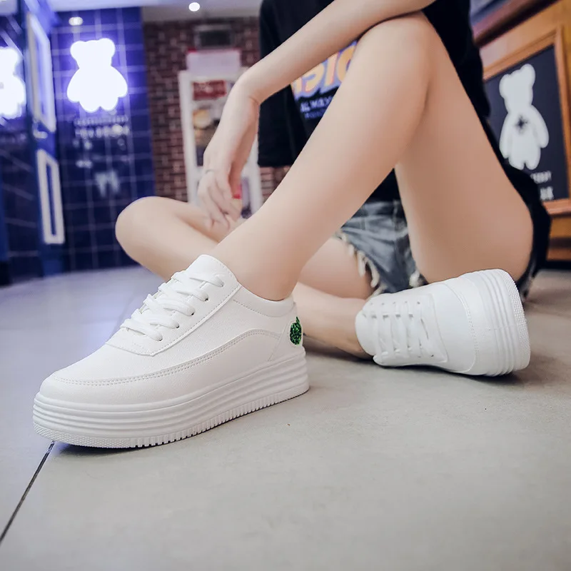 

New Designer Wedges White Shoes Female Platform Lace-up Sneakers Women Tenis Feminino Casual Female Shoes Woman