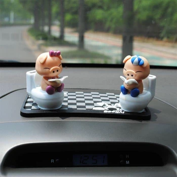 

Cartoon Plastic Solar Shaking Head Doll Toilet Couple Car Ornaments Auto Interior Decorations Doll Toys Ornament Accessories HOT
