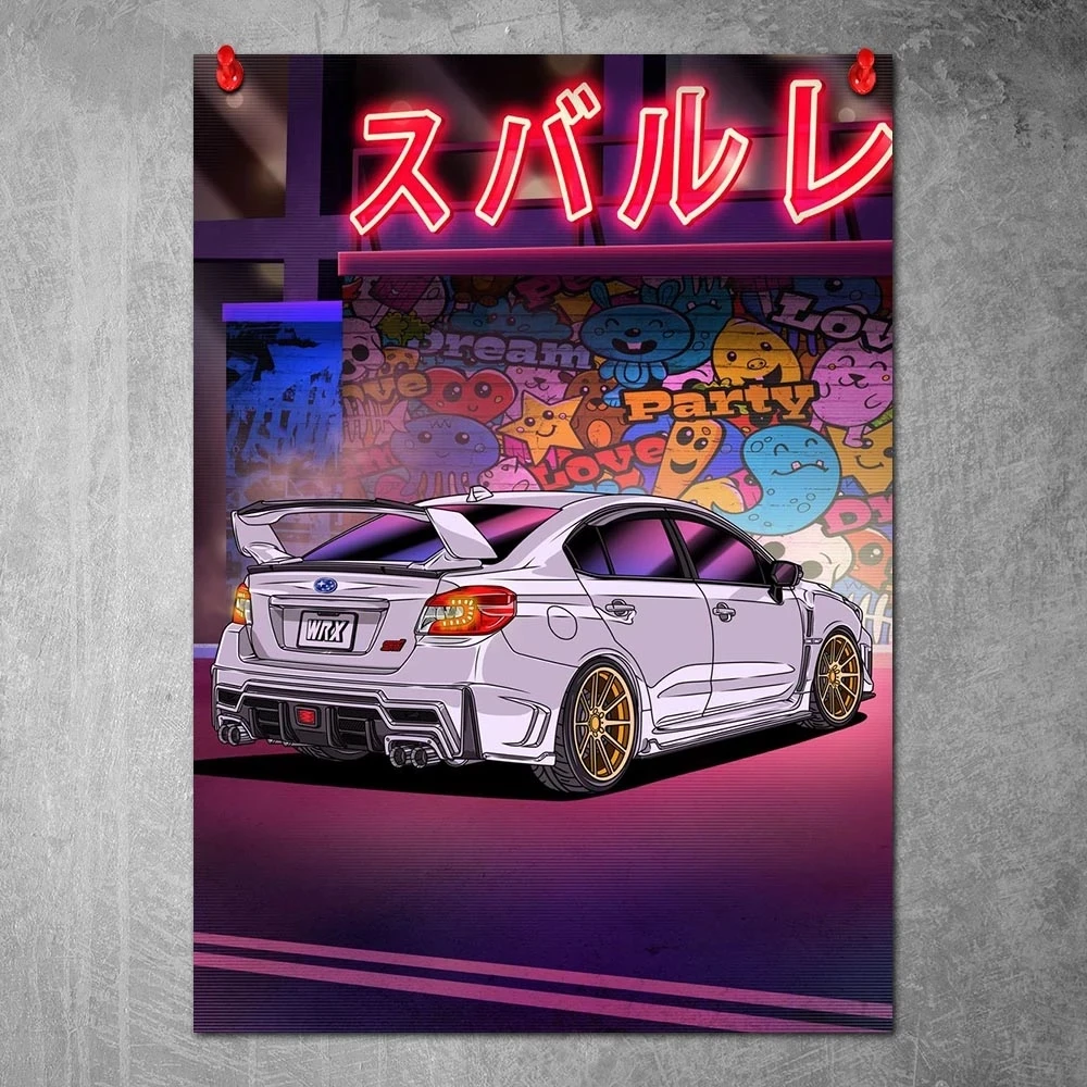 

Настенное искусство, HD печать, автомобиль, неоновый уличный плакат, в скандинавском стиле, холст, живопись, гостиная, украшение, современный дом, без рамки, картина