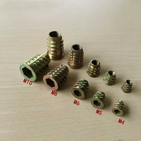 

10/20/30/50Pcs M4 M5 M6 M8 M10 Zinc Alloy Thread For Wood Insert Nut Flanged Hex Drive Head Furniture Nuts