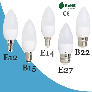 

E14 E27 Home Deco 220V 6W 7W Spotlight Candle Bulb Leds Chandelier Light Bombilla for Energy Saving Lamp Lights Candle Bulb