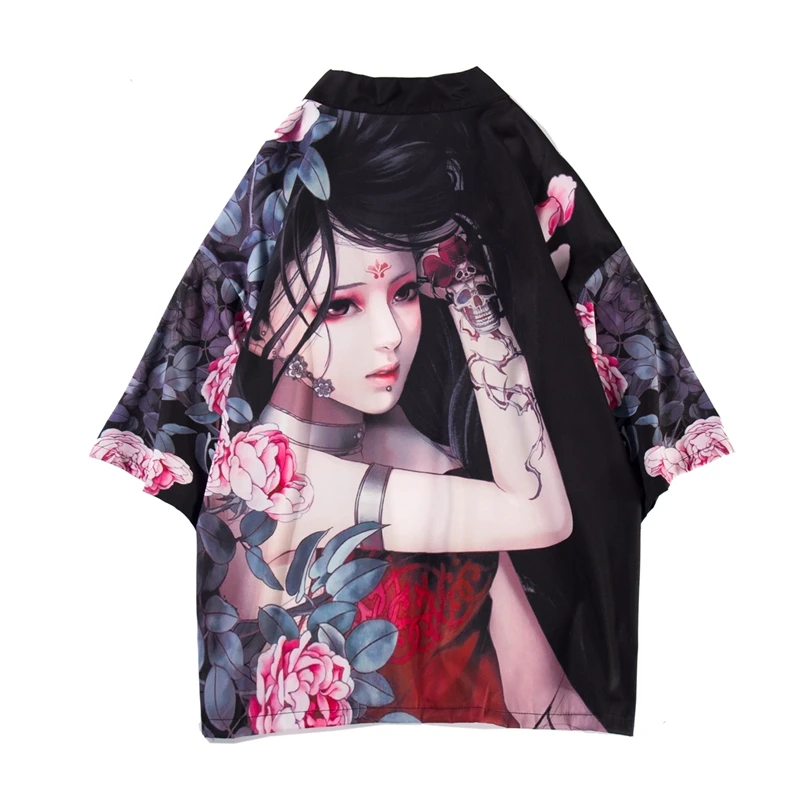 

Traditional Japanese Kimono Yukata Women And Man Japanese Short Robe Loose Kimomo Print Dragon Sleepwear Cardigan Kimono PY168