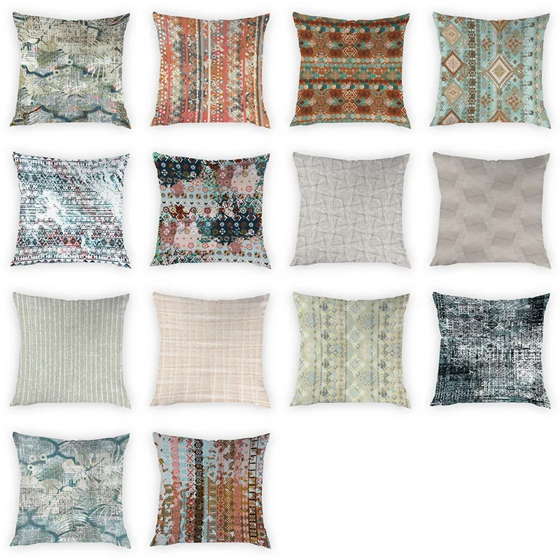 

Bohemia Style Printing Pattern Cushion Cover Decorative Pillow Cases Geometry Pattern Peach Skin Home Decoration 45x45cm