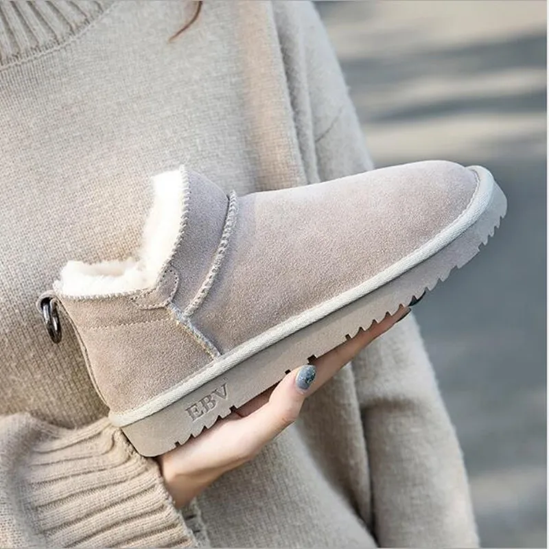 2021 Snow Boots Women's New Winter Wild Korean Short Tube Flat Bottom Bread Shoes Students Plus Velvet Cotton | Обувь