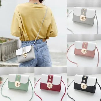 

PU Leather Chain Mobile Phone Shoulder Bags Simple Small Square Bag Women's Designer Handbag 2020 High-quality Bags Girls