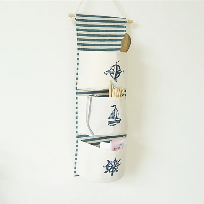 Lightweight Cotton Home Wall Hanging Storage Bag Waterproof Over Door Closet Organizer Box Linen Hanging Bags