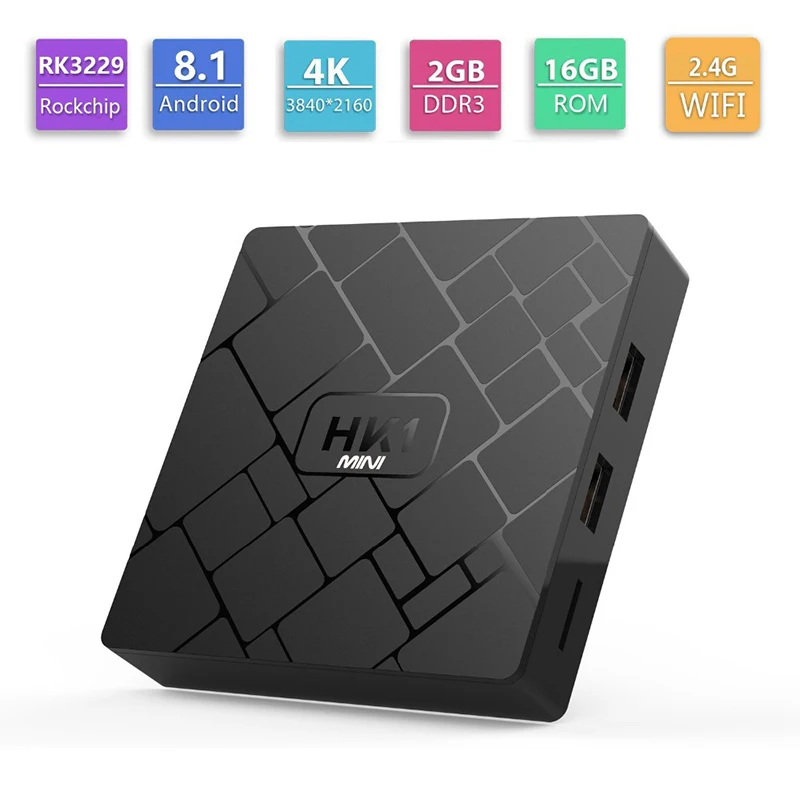 HK1 mini RK3229 Smart TV Box Android 9.0 4G 128G Media player 4K Google Voice Assistant WiFi Support IPTV Media Player