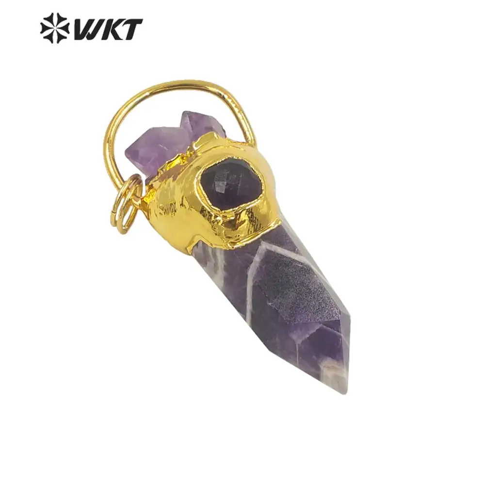 

WT-P1580 High quality luxury natural stone pendant purple spirit quartz stone necklace pendant in random size
