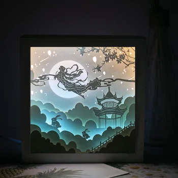 

Mid-Autumn Festival Gift diy Handmade Chang' e Moon-running Paper Lantern 3 d Light and Shadow Creative Decoration Gift Lamp