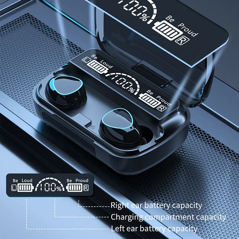 TRAVOR Wireless Bluetooth Earphones with Charging Box Wireless Headphone 9D Stereo Sports Waterproof Earbuds Headsets