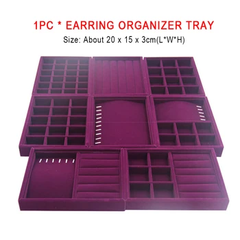 

Ring Pendant Jewelry Display Bracelet Home Showcase Storage Box Organiser Holder Necklace Boutiques Earring Tray Purple Velvet