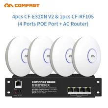 

Home Wifi AC Router Security gateway 4 Ports Poe Load Balance Route + 4Pc 300Mbps Wireless Wifi AP Access Point RJ45 Extender AP