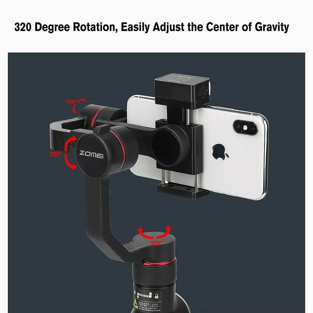  Zomei V5 New 3-Axis Handheld Gimbal Stabilizer Selfie Sticks for SmartPhone iPhone X 8 Plus 7 6 SE 