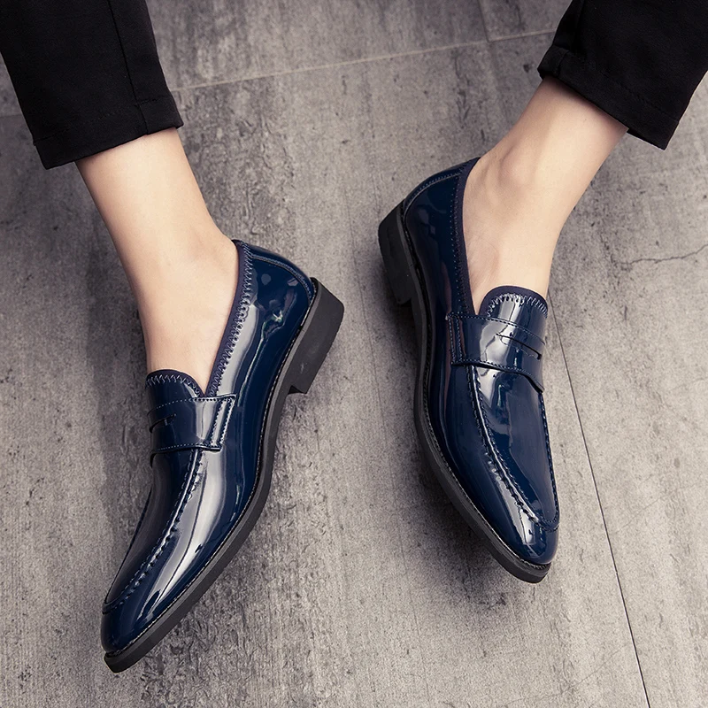 2019new spring leather shoes luxury mens formal shoes leather men classic Business dress shoes Bright skin loafers men shoes