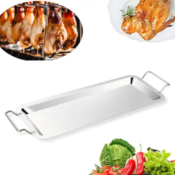 

Collapsible Stainless Steel Barbecue Roaster Stand Tray Chicken Wing Leg Rack Grill with BBQ Drip Pan Barbecue Accessories D5BD