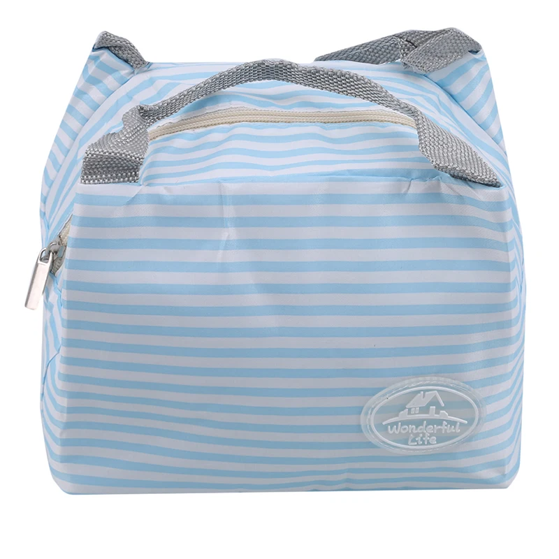 blue stripe Сумка для обеда с функциональным рисунком, изолированная Холщовая Сумка в полоску для пикника, чехол для переноски, термопереносная сумка для обеда для семьи, для хранения еды - Цвет: blue stripe