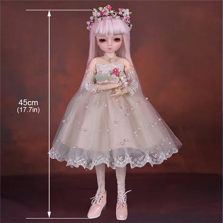 45 см BJD 1/3 куклы для девочек с платьем парики обувь макияж ручной работы красивые игрушки силиконовый шарнир Кукла реборн для девочек Рождественский подарок