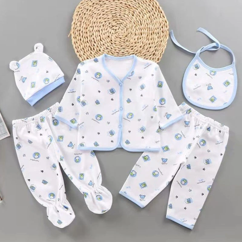 0-3 Months Infant Clothing Set Cotton Newborn Boys Clothes Baby Underwear for Girls Print New Born Baby Girl Five-Piece Suit baby dress and set