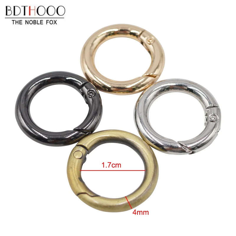 

BDTHOOO 20pcs/lot Size 17mm Metal Opening Spring Coil Small Circle Ring Buckle Hardware Connection Clasp DIY Handbag Accessories