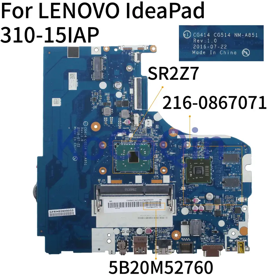 新品に近い LENOVO IdeaPad 310-15IAP 用 マザーボード P/N NM-A851 N3350-