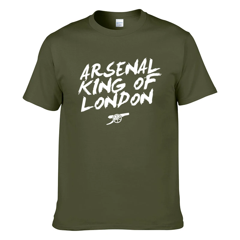 Армейский зеленый Футболка “Арсенал” King of London футболка Футбол вентиляторы Для Мужчин's Повседневное летние хлопковые футболки в стиле «хип-хоп» уличная Harajuku футболки - Цвет: Армейский зеленый