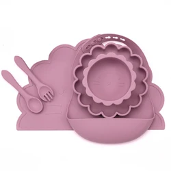 Desenhos animados utensílios de mesa das crianças recém nascido alimentação soild comida otário pratos pratos conjuntos tigela babadores do bebê à prova dwaterproof água placemat garfo colher