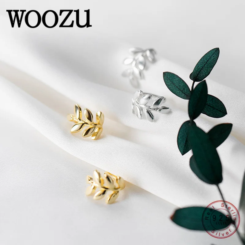 WOOZU корейские минималистичные глянцевые листья клипса для ушей без пирсинга