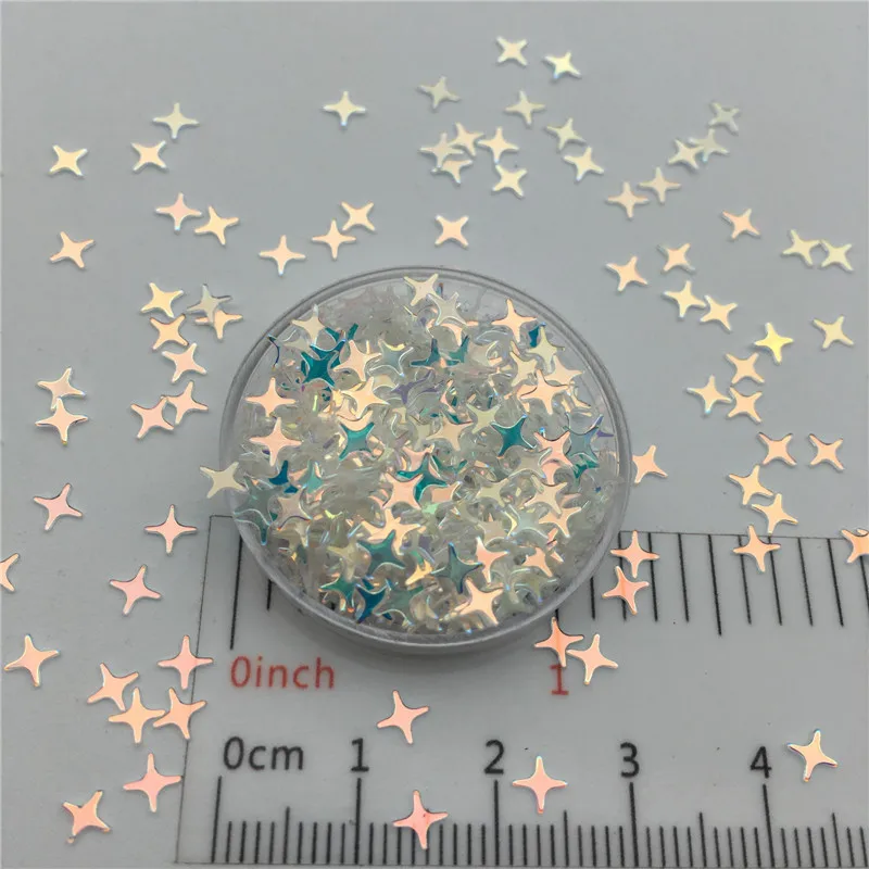 30g/Lot 5mm Cross Star Loose Sequins Glitter Paillettes For DIY Nail Craft,Slime Making, Wedding Decoration confetti Wholesale - Цвет: Goden Transparent