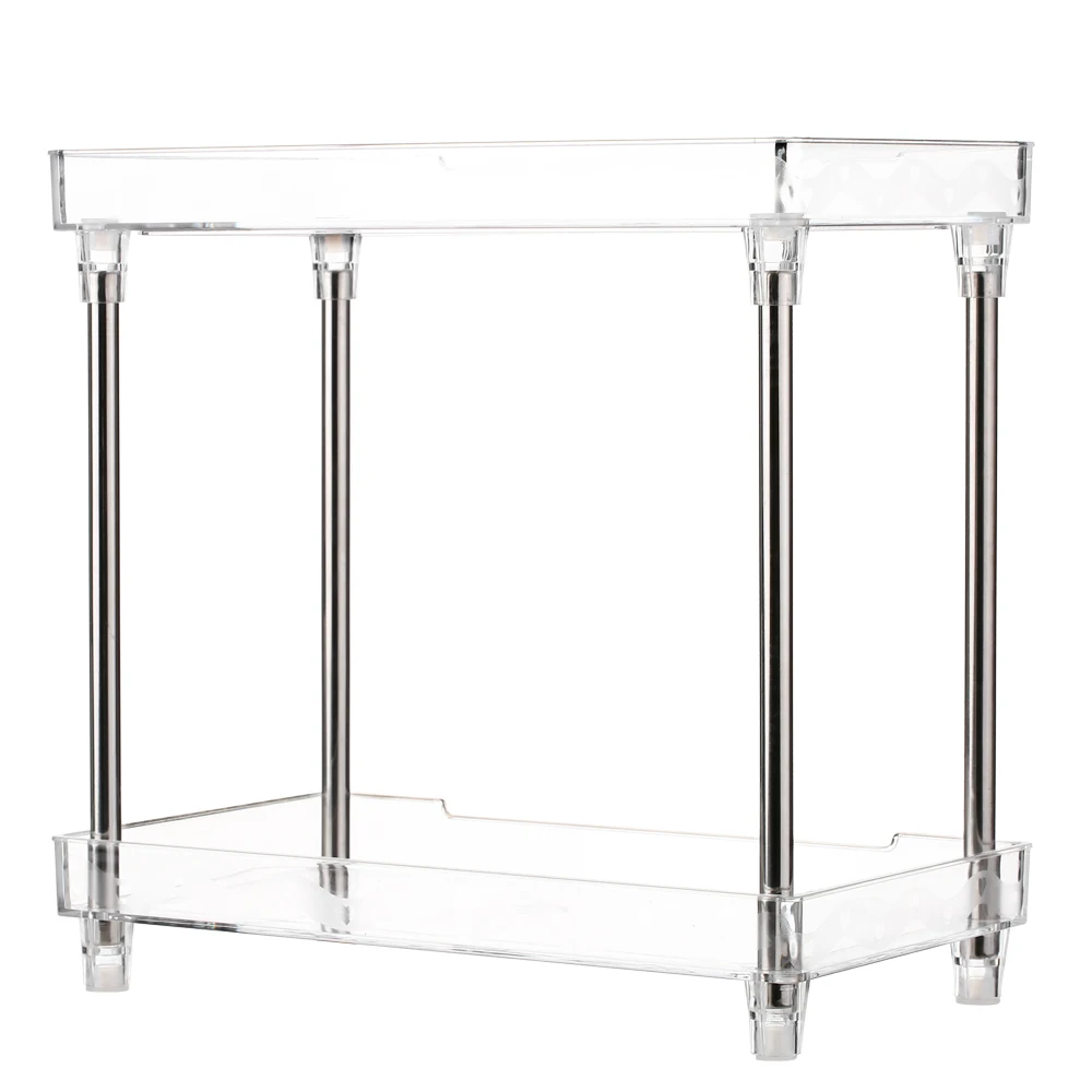 Multi-functional Rack 2-Tier Cosmetic Organizer Tray Cosmetic Storage Shelf Caddy Stand for Bathroom Kitchen Condiment