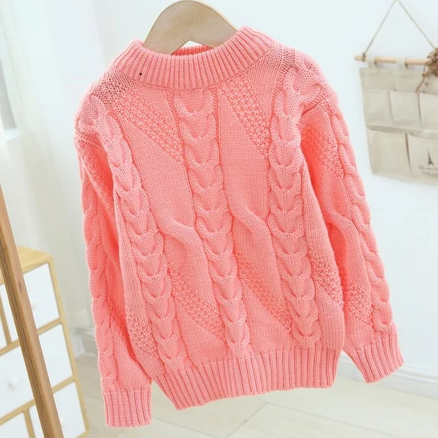 Rlyaeiz/свитера для маленьких девочек и мальчиков; коллекция года; сезон осень-зима; повседневная детская одежда; пуловер с высоким воротником; вязаный детский свитер - Цвет: pink 1
