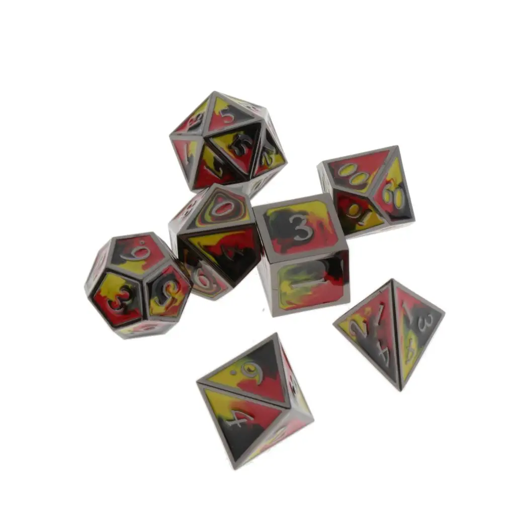 7 упаковок, многогранные кости, металлические, для драконов, чешуи, D&D, Pathfinder, RPG, кубики, азартные игры, цифровые кубики, вечерние