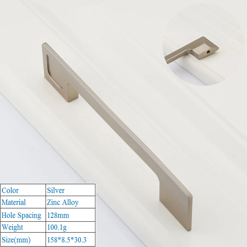 Высококачественный шкаф из цинкового сплава межкомнатные двери минималистичные ручки американская декоративная мебель ящик флеш татами ручки - Цвет: Silver 6201-128mm