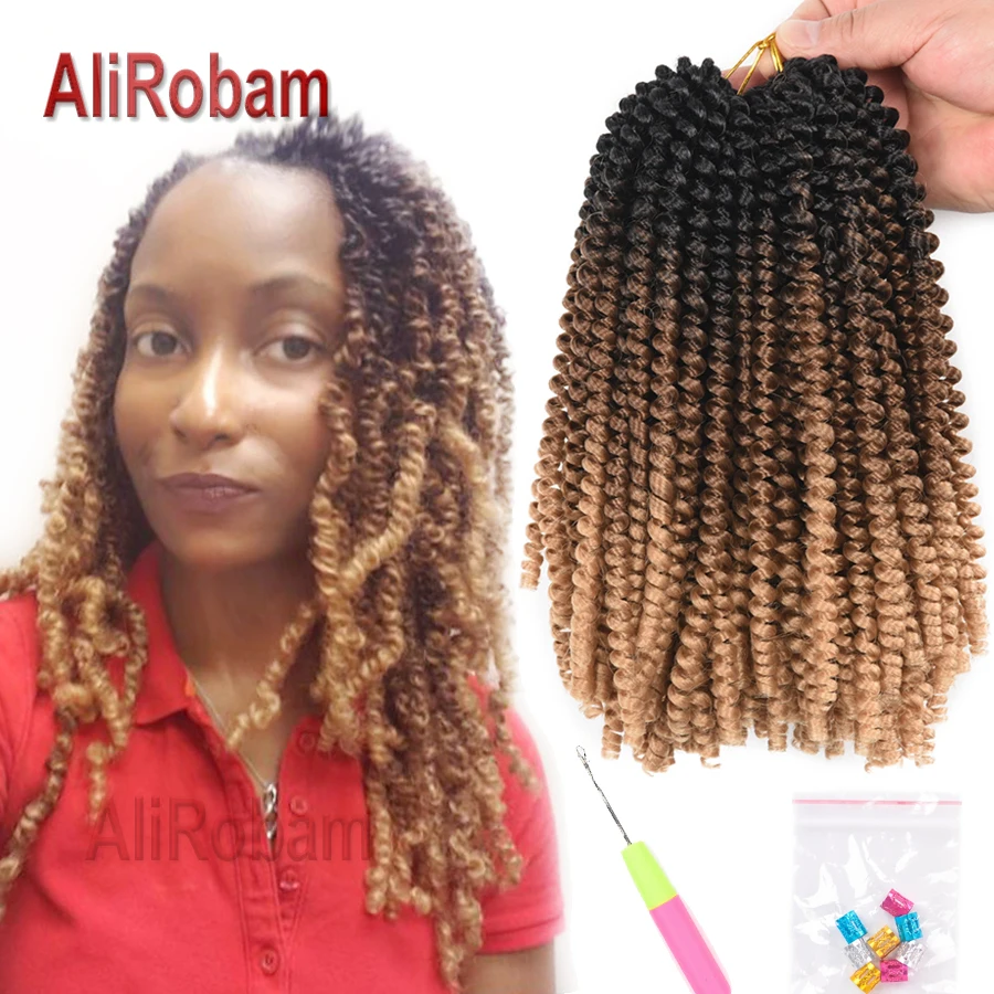 Alirobam Crochet Braids Ombre Brown Burgundy Spring Twist Hair
