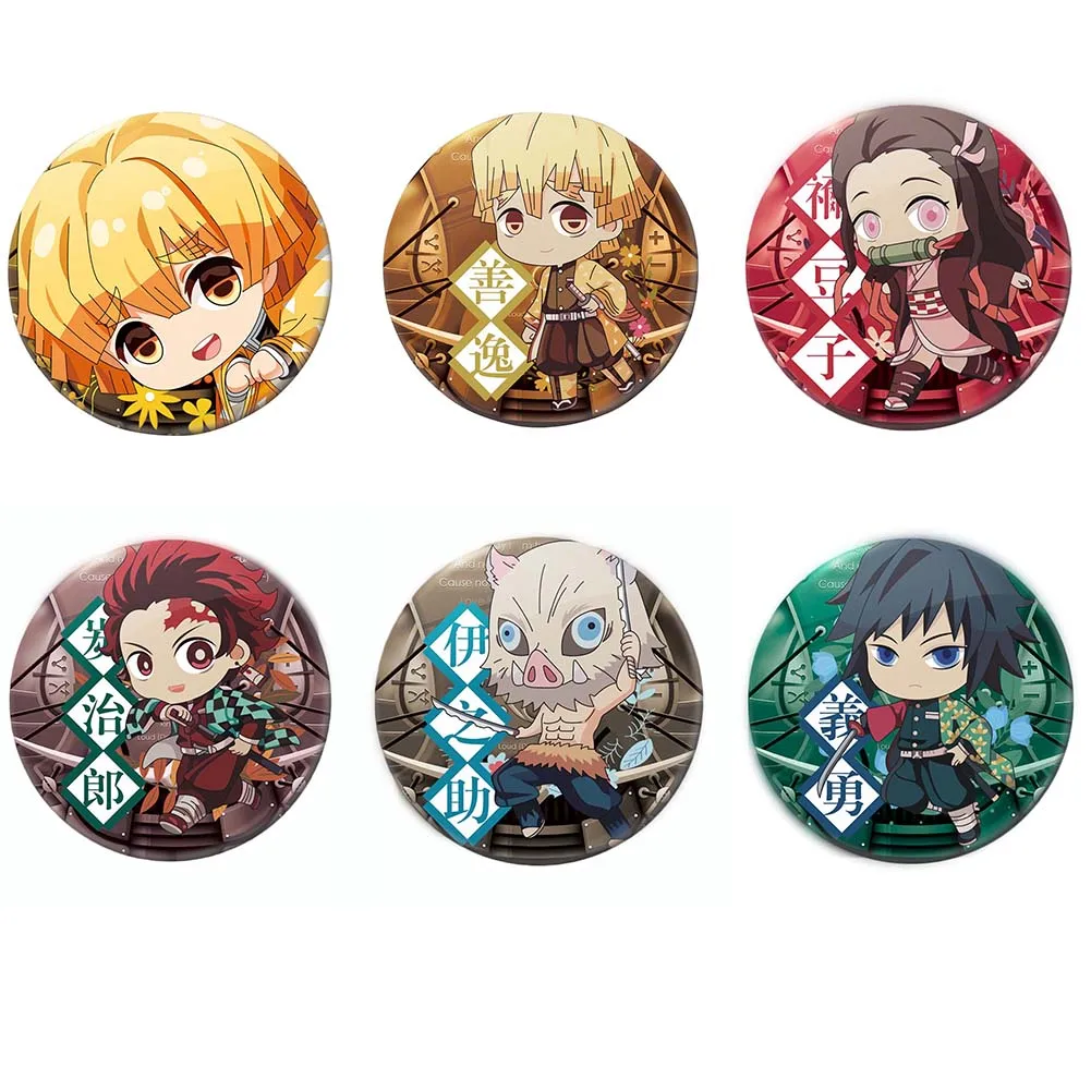Demon Slayer: Kimetsu no Yaiba Cosplay Badge Cartoon Character Brooch Pins Collection Bags Button Badges Anime Accessory for Bag