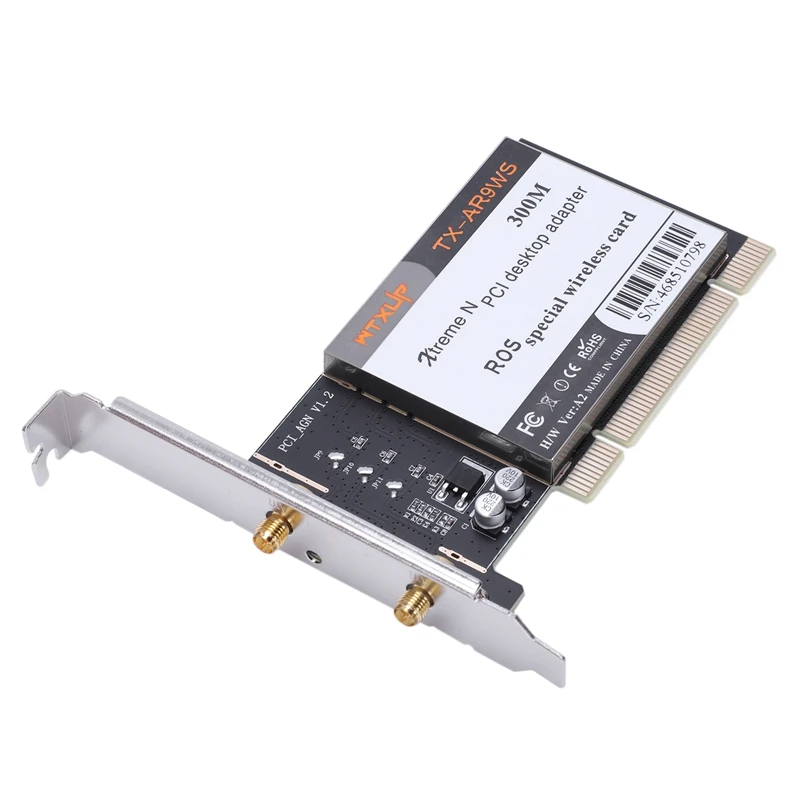 AR9220 802.11A/B/G/N 2,4 ГГц/5 ГГц 300 Мбит/с Настольный PCI WiFi адаптер Беспроводная сетевая карта для ROS/Windows 7/8/10