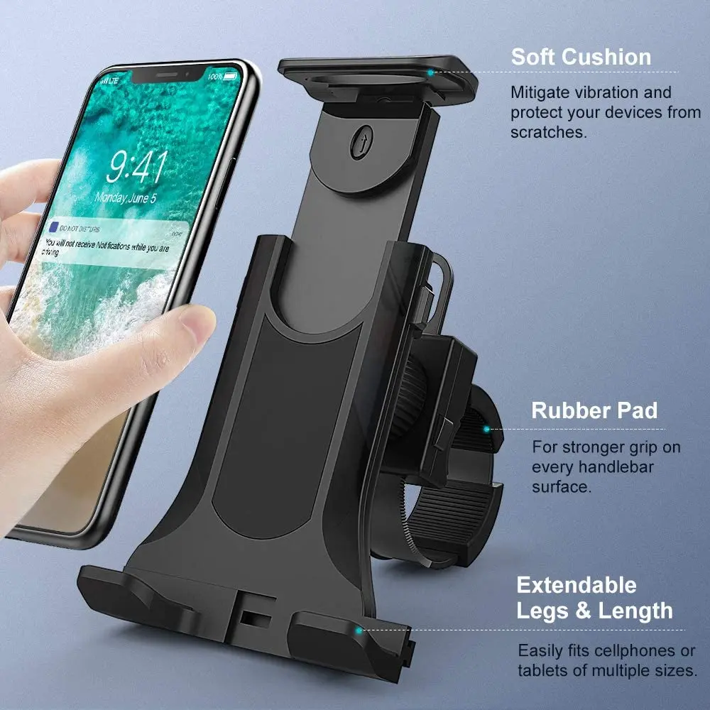 Bike Bicycle Tablet Holder Universal 4-11 Inch Indoor Gym Treadmill Handlebar Tablet Holder Stand Support For iPad iPhone — view 4