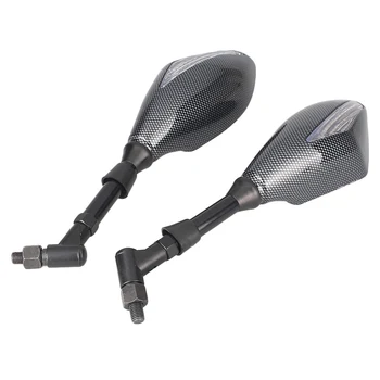

10mm Bar End Universal Motorcycle Rear View Side Mirrors w/ LED Light for Aprilia Ducati Honda Suzuki Kawasaki Yamaha KTM