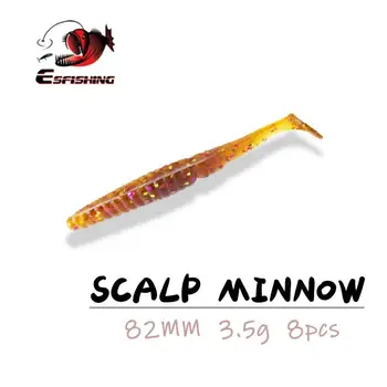 

ESFISHING Fishing Lures Minnow Soft Bait Scalp Minnow 8.2cm 8pcs 3.5g Attactant Silicone Bait Sea Fishing TackleKESFISHING